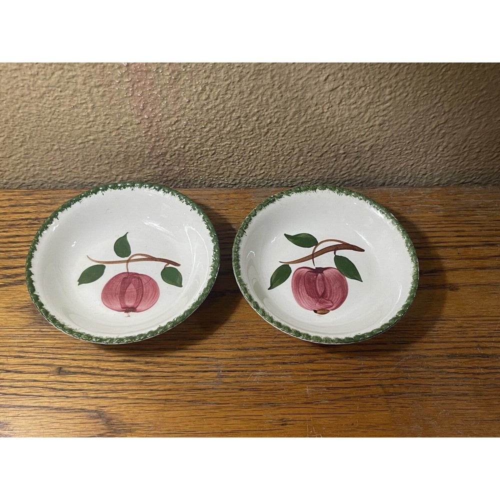 Vintage Blue‎ Ridge Southern Pottery Quaker Apple Dessert Bowls 5 inch Lot of 2